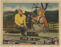 3z972 WHERE TRAILS END LC 1942 Tom Keene & his famous horse Price with pretty Joan Curtis!