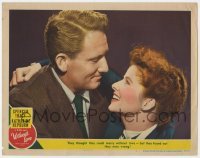 3z984 WITHOUT LOVE LC #2 1945 great romantic close up of Spencer Tracy & Katharine Hepburn!