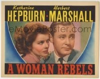 3z989 WOMAN REBELS LC 1936 best portrait of Katharine Hepburn & Herbert Marshall, very rare!