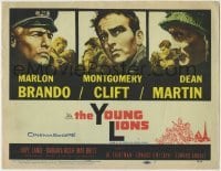 3z355 YOUNG LIONS TC 1958 art of Nazi Marlon Brando, Dean Martin & Montgomery Clift in World War II