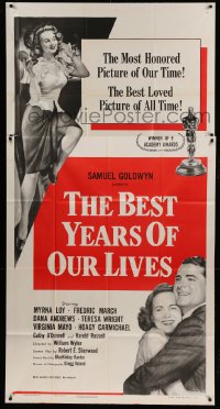 4b537 BEST YEARS OF OUR LIVES style A 3sh R1954 Dana Andrews hugs Teresa Wright, sexy Virginia Mayo!