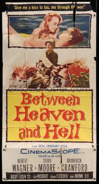 4b538 BETWEEN HEAVEN & HELL 3sh 1956 barechested Robert Wagner romances sexy Terry Moore, WWII!