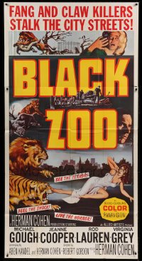 4b548 BLACK ZOO 3sh 1963 great Reynold Brown art of fang & claw killers stalking human prey!