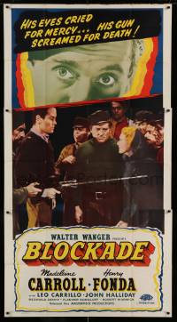 4b551 BLOCKADE 3sh R1948 Madeleine Carroll, Henry Fonda, directed by William Dieterle!