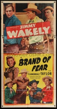 4b563 BRAND OF FEAR 3sh 1949 singing cowboy Jimmy Wakely, Dub 'Cannonball' Taylor!