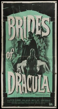 4b566 BRIDES OF DRACULA 3sh 1960 Terence Fisher, Hammer, Peter Cushing as Van Helsing, cool art!