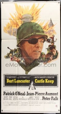 4b587 CASTLE KEEP int'l 3sh 1969 art of World War II soldier Burt Lancaster wearing eyepatch!