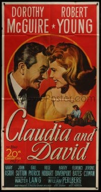 4b591 CLAUDIA & DAVID 3sh 1946 romantic close up artwork of Dorothy McGuire & Robert Young!