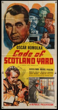 4b593 CODE OF SCOTLAND YARD 3sh 1948 English detective Oscar Homolka + cool art featuring Diana Dors