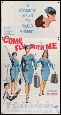 4b599 COME FLY WITH ME 3sh 1963 sexy airline hostesses daydreaming of men, round the world manhunt!