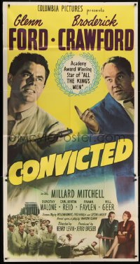 4b602 CONVICTED 3sh 1950 Glenn Ford, Broderick Crawford, image of prison break, film noir!