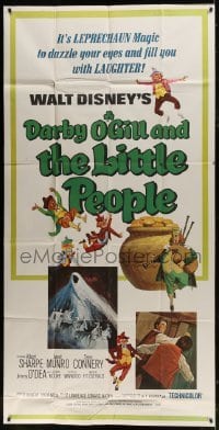 4b609 DARBY O'GILL & THE LITTLE PEOPLE 3sh R1969 Disney, Sean Connery, it's leprechaun magic!