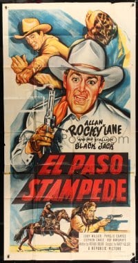 4b628 EL PASO STAMPEDE 3sh 1953 cool art of cowboy Allan Rocky Lane & his stallion Black Jack!