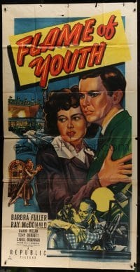 4b640 FLAME OF YOUTH 3sh 1949 Barbra Fuller, Ray McDonald, art of delinquent youths necking!