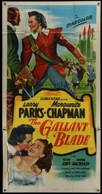 4b653 GALLANT BLADE 3sh 1948 swordsman & lover Larry Parks & Marguerite Chapman in medieval France!