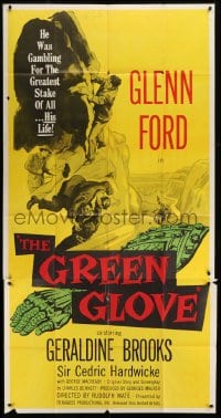 4b674 GREEN GLOVE 3sh 1952 every man is Glenn Ford's enemy & every woman is a trap, cool art!