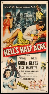 4b684 HELL'S HALF ACRE 3sh 1954 Wendell Corey romances sexy Evelyn Keyes in Hawaii, City of Sin!