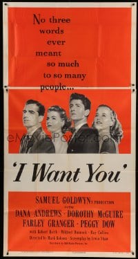 4b697 I WANT YOU style A 3sh 1951 Dana Andrews, Dorothy McGuire, Farley Granger, Peggy Dow