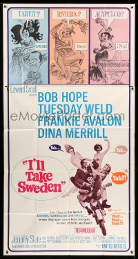 4b701 I'LL TAKE SWEDEN 3sh 1965 Bob Hope & Tuesday Weld, lots of sexy bikini babes, different!!