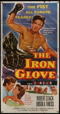 4b710 IRON GLOVE 3sh 1954 art of barechested Robert Stack who had the fist all Europe feared!