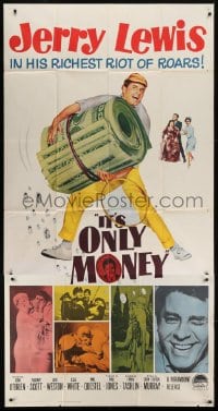 4b712 IT'S ONLY MONEY 3sh 1962 wacky private eye Jerry Lewis carrying enormous wad of cash!