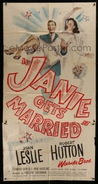 4b714 JANIE GETS MARRIED 3sh 1946 great image of bride Joan Leslie carried by groom Robert Hutton!