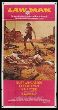 4b738 LAWMAN 3sh 1971 Frank McCarthy art of cowboy Burt Lancaster, directed by Michael Winner!