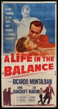 4b742 LIFE IN THE BALANCE 3sh 1955 early Ricardo Montalban, Anne Bancroft, Lee Marvin!