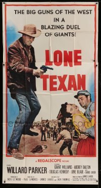 4b747 LONE TEXAN 3sh 1959 Texas cowboy Willard Parker saves Audrey Dalton from bad guy!