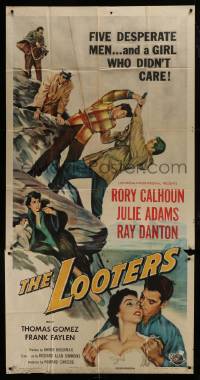 4b750 LOOTERS 3sh 1955 Rory Calhoun and Julie Adams trapped on mountain, a girl who didn't care!