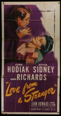 4b754 LOVE FROM A STRANGER 3sh 1947 Sylvia Sidney tries to resist John Hodiak, from Agatha Christie