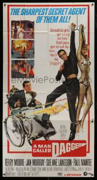 4b764 MAN CALLED DAGGER 3sh 1967 Terry Moore, Paul Mantee, great art of guy in wheelchair w/ guns!