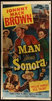 4b767 MAN FROM SONORA 3sh 1951 great montage of cowboy Johnny Mack Brown + pretty Phyllis Coates!