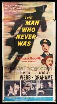 4b772 MAN WHO NEVER WAS 3sh 1956 Clifton Webb, Gloria Grahame, strangest military hoax of WWII!
