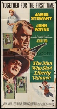 4b773 MAN WHO SHOT LIBERTY VALANCE 3sh 1962 John Wayne & James Stewart 1st time together, John Ford