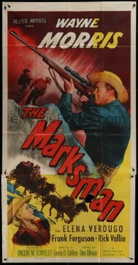 4b777 MARKSMAN 3sh 1953 great close up of Wayne Morris holding rifle & on horse + Elena Verdugo!
