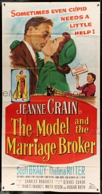 4b784 MODEL & THE MARRIAGE BROKER 3sh 1952 Scott Brady kisses Jeanne Crain, smoking Thelma Ritter!