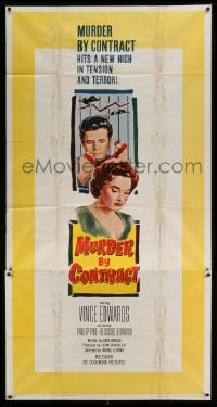 4b788 MURDER BY CONTRACT 3sh 1959 Vince Edwards prepares to strangle woman with necktie!