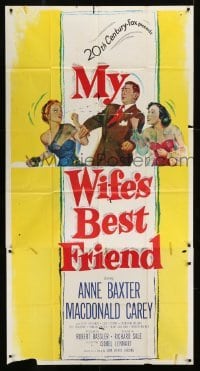 4b790 MY WIFE'S BEST FRIEND 3sh 1952 art of Macdonald Carey between Catherine McLeod & Anne Baxter!