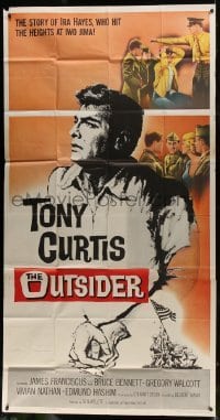 4b810 OUTSIDER 3sh 1962 great close up art of Tony Curtis as Ira Hayes of Iwo Jima fame!
