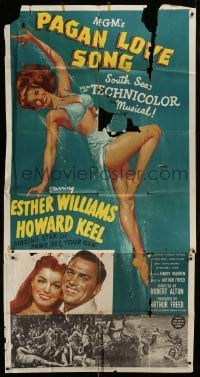 4b811 PAGAN LOVE SONG 3sh 1950 full-length art of sexiest Esther Williams swimming underwater!
