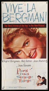 4b815 PARIS DOES STRANGE THINGS 3sh 1957 Jean Renoir's Elena et les hommes, c/u of Ingrid Bergman!