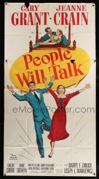 4b821 PEOPLE WILL TALK 3sh 1951 great artwork of Cary Grant & pretty Jeanne Crain!