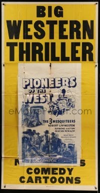 4b543 BIG WESTERN THRILLER 3sh 1940s cool stock poster for a one-sheet of your choice, rare!