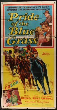 4b831 PRIDE OF THE BLUE GRASS 3sh 1954 Lloyd Bridges, Vera Miles, cool horse racing art!