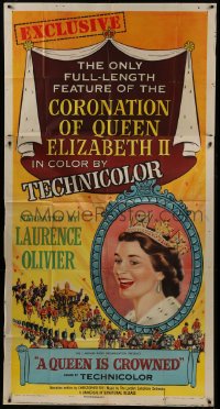 4b836 QUEEN IS CROWNED 3sh 1953 Queen Elizabeth II's coronation documentary!