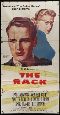 4b837 RACK 3sh 1956 art of young Paul Newman & sexy Anne Francis, written by Rod Serling!