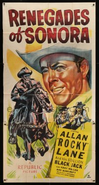 4b842 RENEGADES OF SONORA 3sh 1948 really cool art of Allan Rocky Lane & his stallion Black Jack!