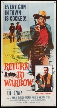 4b849 RETURN TO WARBOW 3sh 1958 cowboy Phil Carey vs the West's deadliest outlaws!