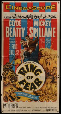 4b855 RING OF FEAR 3sh 1954 Clyde Beatty and his gigantic 3-ring circus + Mickey Spillane!